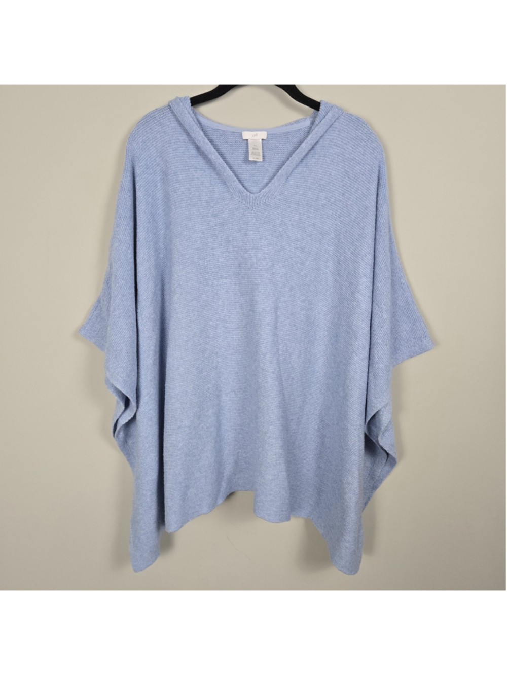J Jill Womens Asymmetric Knit Poncho One Size Blue Oversized Coastal Layers Boho
